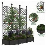 Garvee 3 PCS Raised Garden Bed with Trellis, 48" x 63" Plastic Planter Box for Climbing Plants, Outdoor Vertical Garden with Privacy Screen for Patio, Balcony, Backyard – Sturdy & Lightweight