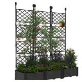 Garvee 3 PCS Raised Garden Bed with Trellis, 48" x 63" Plastic Planter Box for Climbing Plants, Outdoor Vertical Garden with Privacy Screen for Patio, Balcony, Backyard – Sturdy & Lightweight