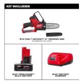 MILWAUKEE M12 FUEL 12V Lithium-Ion Brushless Battery 6 in. HATCHET Pruning Saw Kit with 4.0 Ah Battery and Charger MSRP $278.97