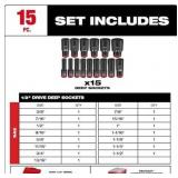MILWAUKEE SHOCKWAVE Impact-Duty 1/2 in. Drive SAE Deep Well Impact PACKOUT Socket Set (15-Piece) MSRP $179.97