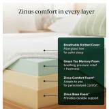 ZINUS 8" Short Queen Pressure Relief Green Tea Mattress