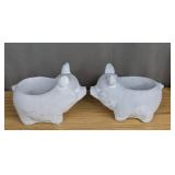 Set of 2 Stone Pig Planters - Brand New