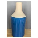 Blue and Tan Flower or Plant Vase 10" Tall - Brand New