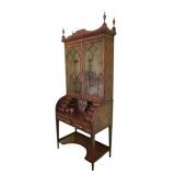 UB - Vintage Secretary Desk with Glass-Door Bookcase