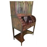 UB - Vintage Secretary Desk with Glass-Door Bookcase