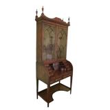 UB - Vintage Secretary Desk with Glass-Door Bookcase