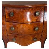 MB - Vintage Italian Louis XV Burl Wood Bombe Chest - 3-Drawer Jewelry Cabinet