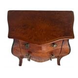 MB - Vintage Italian Louis XV Burl Wood Bombe Chest - 3-Drawer Jewelry Cabinet
