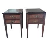 MB - Pair of Handcrafted Mahogany Queen Ann Nightstands