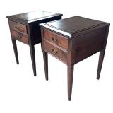 MB - Pair of Handcrafted Mahogany Queen Ann Nightstands
