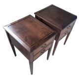 MB - Pair of Handcrafted Mahogany Queen Ann Nightstands
