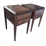 MB - Pair of Handcrafted Mahogany Queen Ann Nightstands