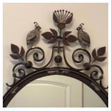 MB - Distressed Iron Wall Mirror with Peacock Crest & Scrollwork