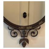 MB - Distressed Iron Wall Mirror with Peacock Crest & Scrollwork