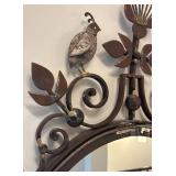 MB - Distressed Iron Wall Mirror with Peacock Crest & Scrollwork