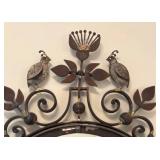 MB - Distressed Iron Wall Mirror with Peacock Crest & Scrollwork
