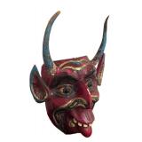 LL - Demon Mask - Vintage Hand-Carved Wood with Horns