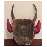 LL - Demon Mask - Vintage Hand-Carved Wood with Horns
