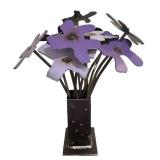 LL - Cast-Iron Floral Arrangement - Black Metal Vase with Purple Flowers