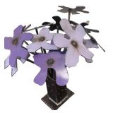 LL - Cast-Iron Floral Arrangement - Black Metal Vase with Purple Flowers