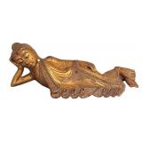 LL - Buddha Reclining Statue - Vintage Gold Gilded