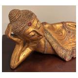 LL - Buddha Reclining Statue - Vintage Gold Gilded