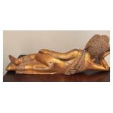 LL - Buddha Reclining Statue - Vintage Gold Gilded