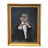 LL - Original Portrait Painting - Dark Formal Attire with Gold Frame