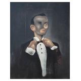 LL - Original Portrait Painting - Dark Formal Attire with Gold Frame