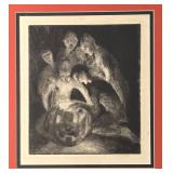 S. Reynolds Jack-O-Lantern Framed Etching