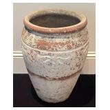 G - Distressed Planter Pot with Embossed Leaf Motif