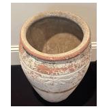 G - Distressed Planter Pot with Embossed Leaf Motif