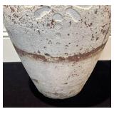 G - Distressed Planter Pot with Embossed Leaf Motif