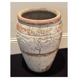 G - Distressed Planter Pot with Embossed Leaf Motif