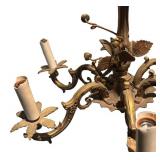 LLR - Vintage Brass Chandelier - 6-Arm Leaf Motif Rococo