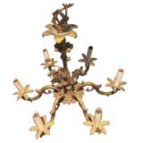 LLR - Vintage Brass Chandelier - 6-Arm Leaf Motif Rococo