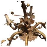 LLR - Vintage Brass Chandelier - 6-Arm Leaf Motif Rococo