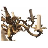 LLR - Vintage Brass Chandelier - 6-Arm Leaf Motif Rococo