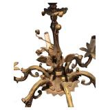 LLR - Vintage Brass Chandelier - 6-Arm Leaf Motif Rococo