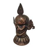 LLR - Bronze Tibetan Skull Altar Statue -Buddhist Ritual Figure