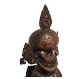 LLR - Bronze Tibetan Skull Altar Statue -Buddhist Ritual Figure