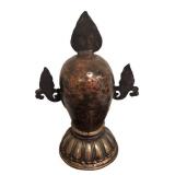 LLR - Bronze Tibetan Skull Altar Statue -Buddhist Ritual Figure