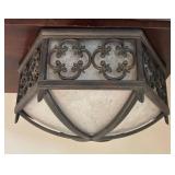 LL - Hexagonal Iron Lantern Ceiling Light Fixture - Frosted Glass Shade