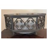 LL - Hexagonal Iron Lantern Ceiling Light Fixture - Frosted Glass Shade