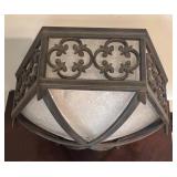 LL - Hexagonal Iron Lantern Ceiling Light Fixture - Frosted Glass Shade