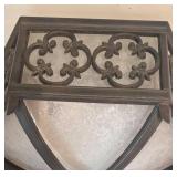 LL - Hexagonal Iron Lantern Ceiling Light Fixture - Frosted Glass Shade