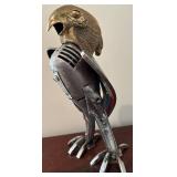 Alan Wadzinski Steampunk Eagle Sculpture with Shield Wings - Metal Art