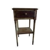 G - Metal End Table with One Drawer, Patina Finish