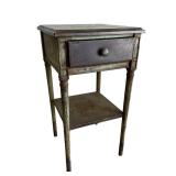 G - Metal End Table with One Drawer, Patina Finish