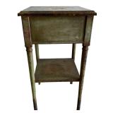 G - Metal End Table with One Drawer, Patina Finish